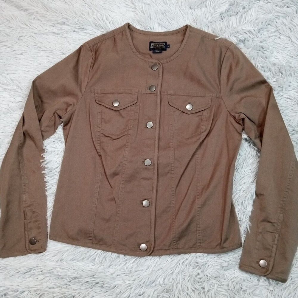 Pendelton Jacket Womens M Green Khaki Pockets Button Up Gorpcore Military Casual